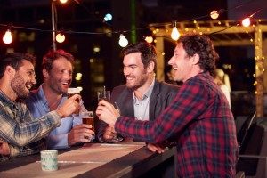 Group of friends at rooftop party